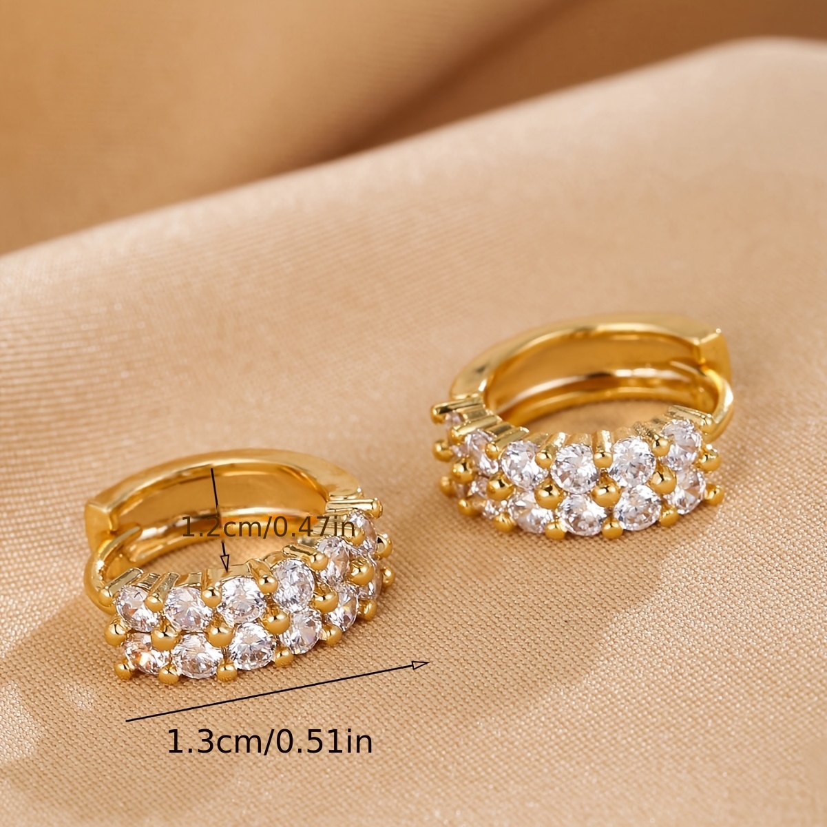 Small Double-row Hoop Earrings with Copper Base — Elegant Style